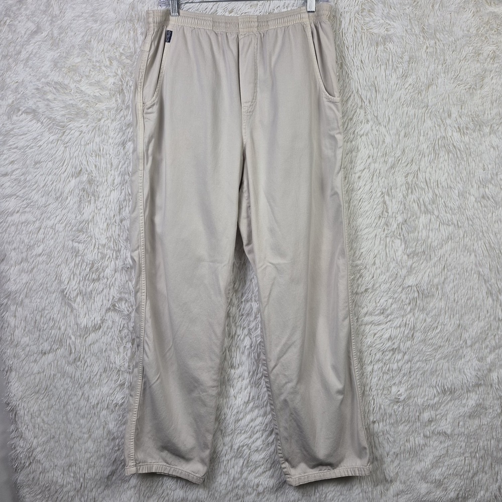 Crazy Shirt Hawaii Beige Pants Mens M Elastic Waist Tan 100% Cotton Beach Lounge